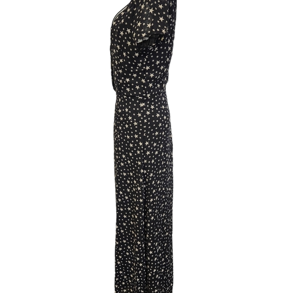 Unita Starry print witchy-core  deep V black flowy lined maxi dress - Picture 4 of 7